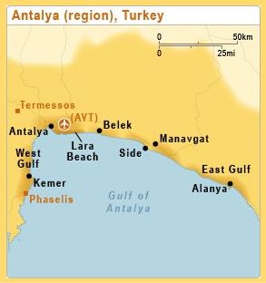 Map of Antalya, Turkey