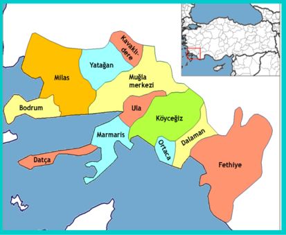 Map of Mugla, Turkey